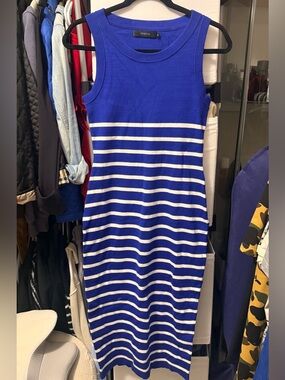 Zebrica Blue & White Striped Knit Tank Dresses